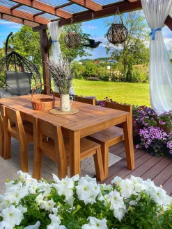 Beliani 6-Istuttava Vaalea Akaasiapuinen Ulkoruokailuryhma Tuoleilla Livorno Cheap