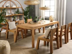 Beliani 6-Istuttava Vaalea Akaasiapuinen Ulkoruokailuryhma Tuoleilla Livorno Cheap