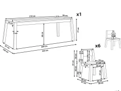 Beliani 6-Istuttava Vaalea Akaasiapuinen Ulkoruokailuryhma Tuoleilla Livorno Cheap