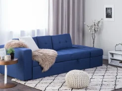 Beliani 3-Istuttava Vuodesohva Ja Rahi Kangas Laivastonsininen Falster Sale