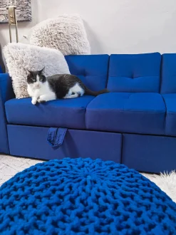 Beliani 3-Istuttava Vuodesohva Ja Rahi Kangas Laivastonsininen Falster Sale