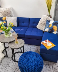 Beliani 3-Istuttava Vuodesohva Ja Rahi Kangas Laivastonsininen Falster Sale