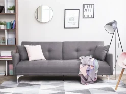 Beliani 3-Istuttava Vuodesohva Kangas Harmaa Lucan Discount