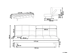 Beliani 3-Istuttava Vuodesohva Kangas Vaaleanharmaa Siljan Clearance