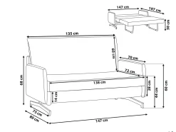 Beliani 2-Istuttava Vuodesohva Kangas Vaaleanpunainen Belfast Clearance