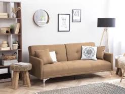 Beliani 3-Istuttava Vuodesohva Kangas Beige Lucan Fashion