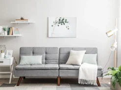 Beliani 3-Istuttava Vuodesohva Kangas Vaaleanharmaa Ronne Online