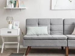 Beliani 3-Istuttava Vuodesohva Kangas Vaaleanharmaa Ronne Online