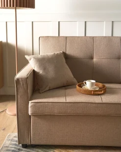 Beliani 3-Istuttava Vuodesohva Kangas Beige Glomma Cheap