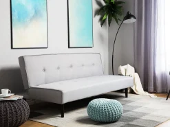 Beliani 3-Istuttava Vuodesohva Kangas Vaaleanharmaa Visby Cheap