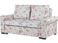 Beliani 2-Istuttava Vuodesohva Kangas Vaaleanharmaa Kukkakuvio Silda Best