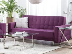 Beliani 3-Istuttava Vuodesohva Kangas Violetti Aberdeen New