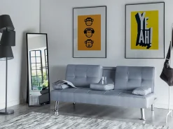 Beliani 3-Istuttava Vuodesohva Kangas Vaaleanharmaa Roxen Hot