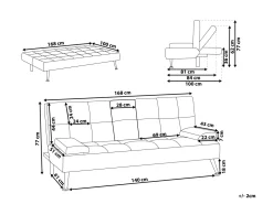 Beliani 3-Istuttava Vuodesohva Kangas Vaaleanharmaa Roxen Hot