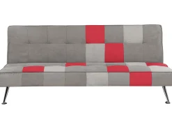 Beliani 3-Istuttava Vuodesohva Kangas Harmaa/Punainen Tilkkukuvio Olsker Hot