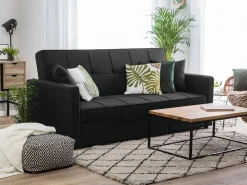 Beliani 3-Istuttava Vuodesohva Kangas Musta Glomma Flash Sale