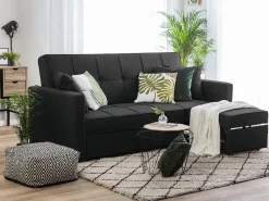 Beliani 3-Istuttava Vuodesohva Kangas Musta Glomma Flash Sale