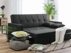 Beliani 3-Istuttava Vuodesohva Kangas Musta Glomma Flash Sale