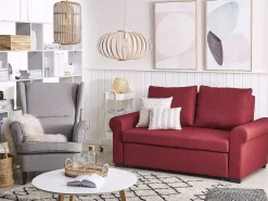 Beliani 2-Istuttava Vuodesohva Kangas Burgundinpunainen Silda Fashion