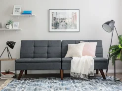 Beliani 3-Istuttava Vuodesohva Kangas Harmaa Ronne Outlet