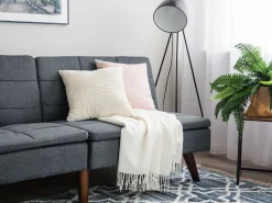 Beliani 3-Istuttava Vuodesohva Kangas Harmaa Ronne Outlet