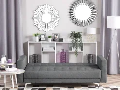 Beliani 3-Istuttava Vuodesohva Kangas Vaaleanharmaa Aberdeen Online