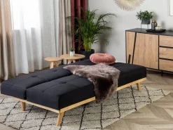 Beliani 3-Istuttava Vuodesohva Kangas Musta Froya Discount