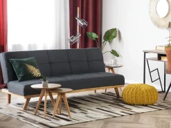 Beliani 3-Istuttava Vuodesohva Kangas Tummanharmaa Froya New