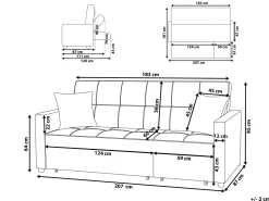 Beliani 3-Istuttava Vuodesohva Kangas Vaaleanharmaa Glomma Fashion