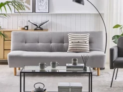 Beliani 3-Istuttava Vuodesohva Kangas Vaaleanharmaa Alsten Store