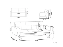 Beliani 3-Istuttava Vuodesohva Kangas Musta Florli Cheap