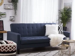 Beliani 3-Istuttava Vuodesohva Kangas Tummansininen Vehkoo Outlet