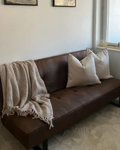 Beliani 3-Istuttava Vuodesohva Keinonahka Ruskea Derby Outlet