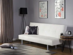 Beliani 3-Istuttava Vuodesohva Keinonahka Valkoinen Derby Clearance
