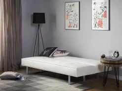 Beliani 3-Istuttava Vuodesohva Keinonahka Valkoinen Derby Clearance