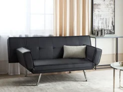 Beliani 3-Istuttava Vuodesohva Keinonahka Musta Bristol Clearance