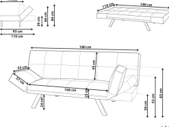 Beliani 3-Istuttava Vuodesohva Keinonahka Musta Bristol Clearance