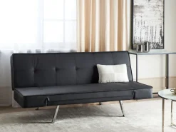 Beliani 3-Istuttava Vuodesohva Keinonahka Musta Bristol Clearance