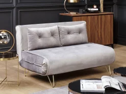 Beliani 2-Istuttava Vuodesohva Sametti Harmaa Vestfold Cheap
