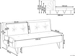 Beliani 2-Istuttava Vuodesohva Sametti Harmaa Vestfold Cheap