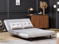 Beliani 2-Istuttava Vuodesohva Sametti Harmaa Vestfold Cheap