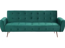 Beliani 3-Istuttava Vuodesohva Sametti Smaragdinvihrea Selnes Store