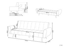 Beliani 3-Istuttava Vuodesohva Sametti Smaragdinvihrea Selnes Store