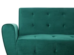 Beliani 3-Istuttava Vuodesohva Sametti Smaragdinvihrea Selnes Store