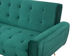 Beliani 3-Istuttava Vuodesohva Sametti Smaragdinvihrea Selnes Store