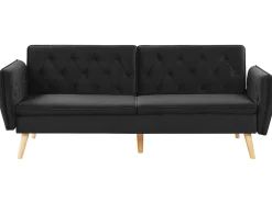 Beliani 2-Istuttava Vuodesohva Sametti Musta Bardu Cheap