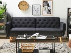 Beliani 2-Istuttava Vuodesohva Sametti Musta Bardu Cheap