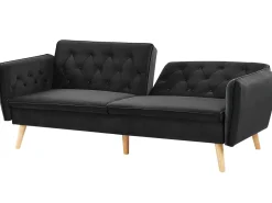 Beliani 2-Istuttava Vuodesohva Sametti Musta Bardu Cheap