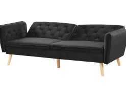 Beliani 2-Istuttava Vuodesohva Sametti Musta Bardu Cheap