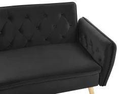 Beliani 2-Istuttava Vuodesohva Sametti Musta Bardu Cheap